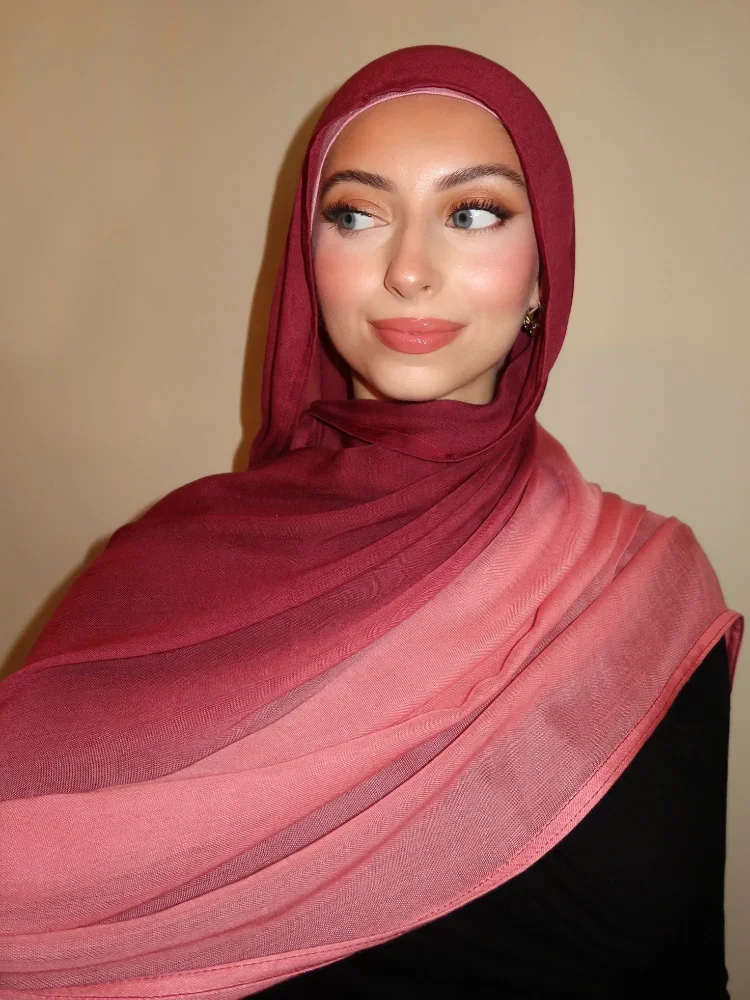 2024 Premium Gradient Rayon Modal Hijabs Cotton Hijab Scarf dla kobiet Big Size Wraps and Shawls Musulman Headband Islamic Turban