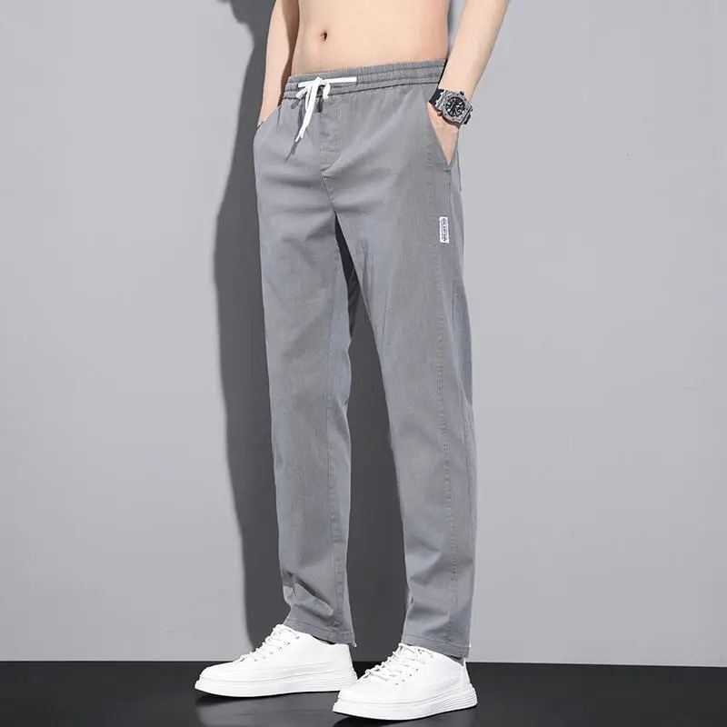 

Spring Autumn Thin Elastic Waist Casual Pants Men's Straight Loose Korean Version Trendy Autumn Casual Long Pants