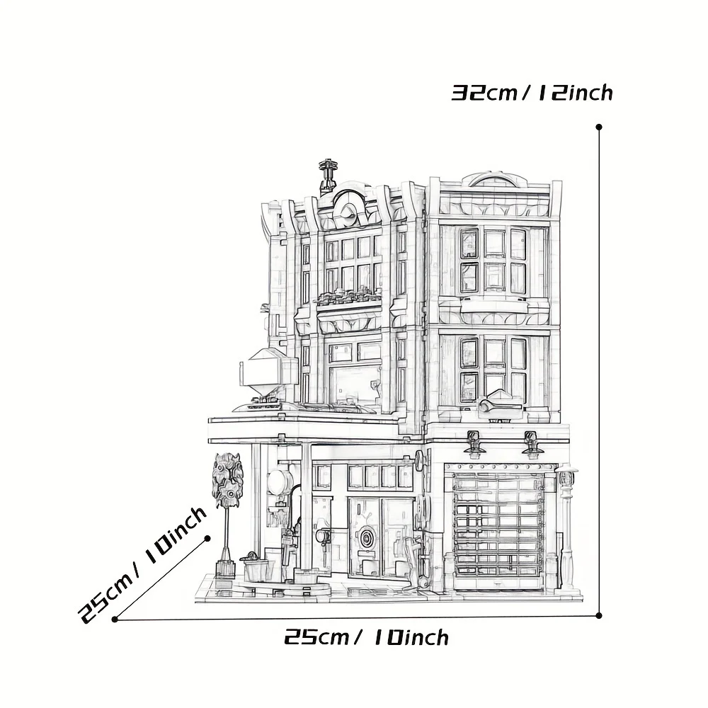 W magazynie widok na ulicę narożna stacja garażowa modułowe klocki Model zabawki edukacyjne prezenty dla dzieci 2569 sztuk 15042 10264