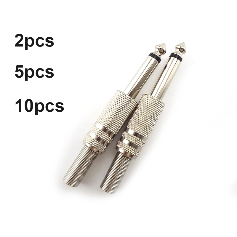 6.35mm 2Pole Mono Amplifier Plug 1/4Inch Male Monaural Jack Audio Cable Microphone Audio Connectors