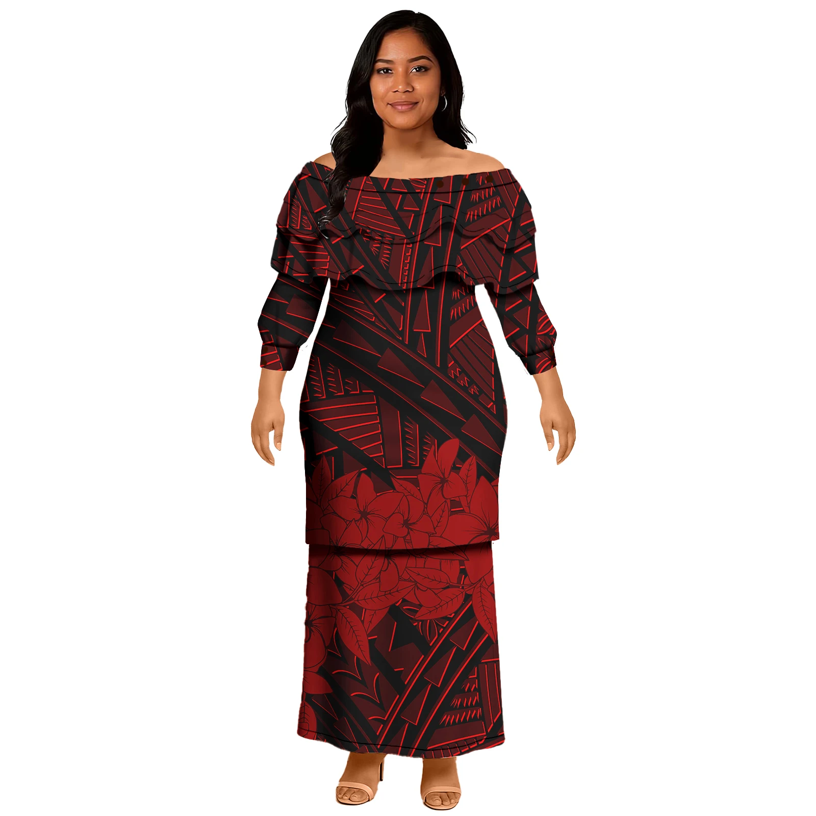 Set da donna taglie forti Abito Asia e Isole Pacifico Abbigliamento Samoa Puletasi Polinesiano Tribale da donna