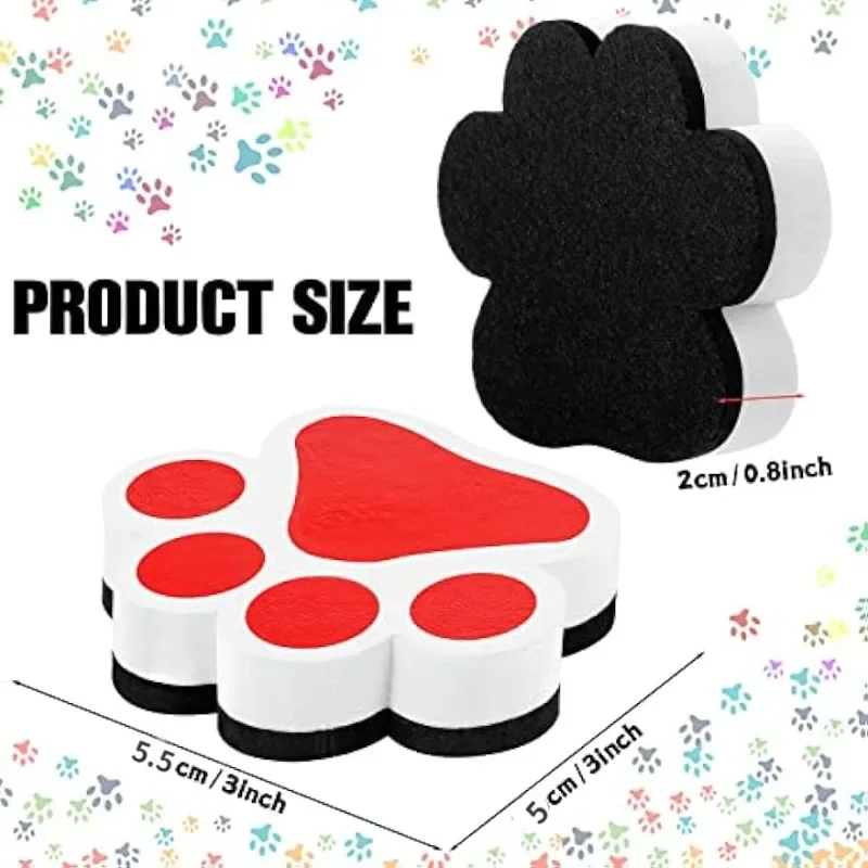 Cartoon Dog Footprints Magnetic Eraser for WhiteBoard  Paw Shaped Dry Erase Eraser White Board Magnet Assorted Dry Erasers