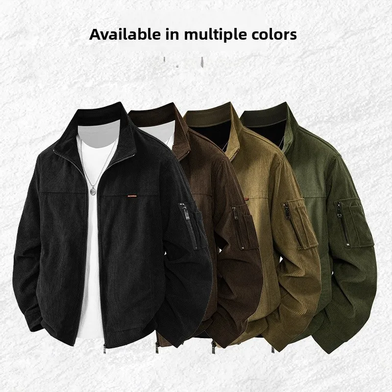 

Мужская повседневная утепленная куртка с длинными рукавами, осенне-зимняя, свободного кроя, с классическим воротником, удобная, из полиэстера и нейлона