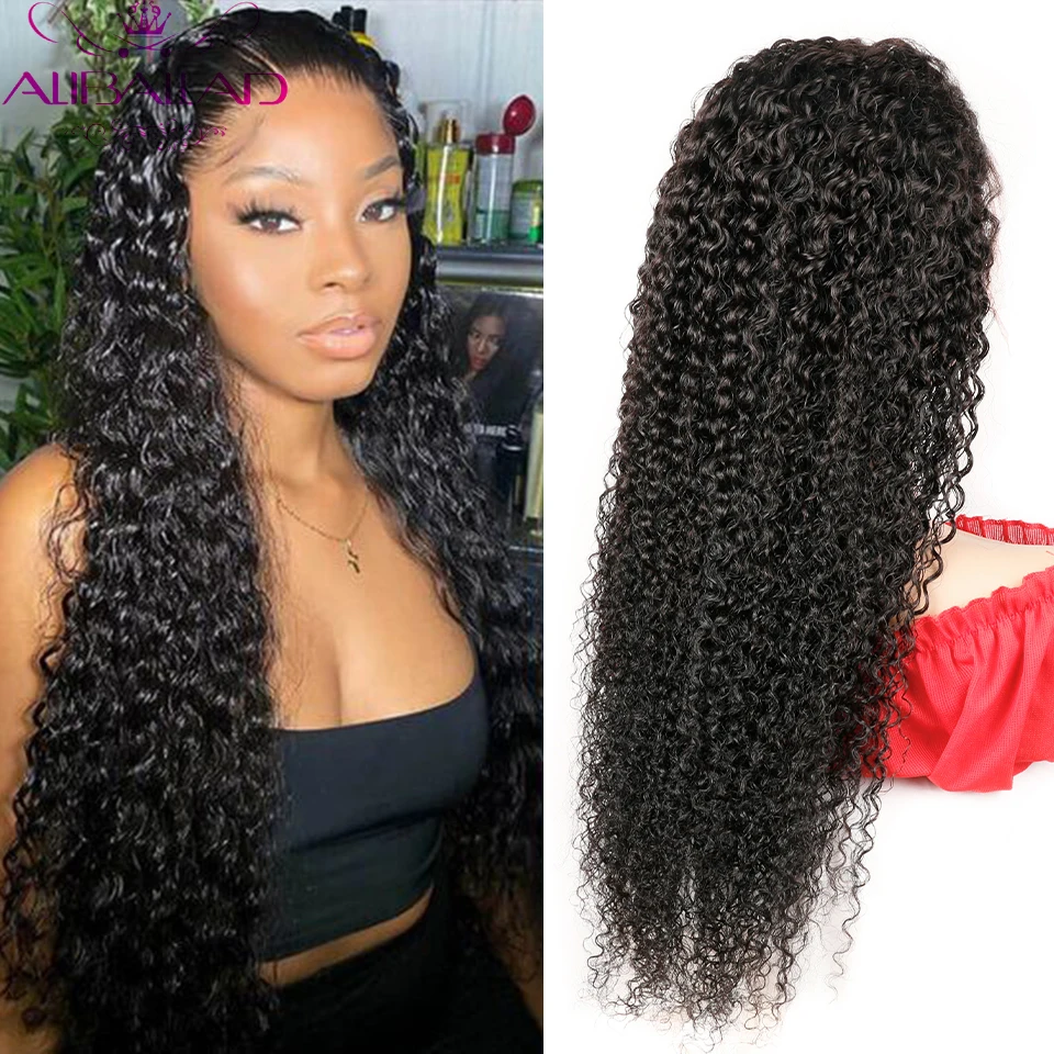 Perruque Lace Frontal Wig frisée brésilienne naturelle, cheveux frisés bouclés, 13x4, 4x4, 30 pouces, partie libre, 150% de densité, pour femmes