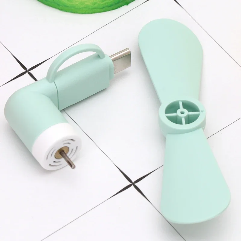1pcs Universal Mobile Phone Handheld Fan Portable Phone Fan 2 in 1 Type-C Small Mini USB Chargeable Fan for Mobile Phone