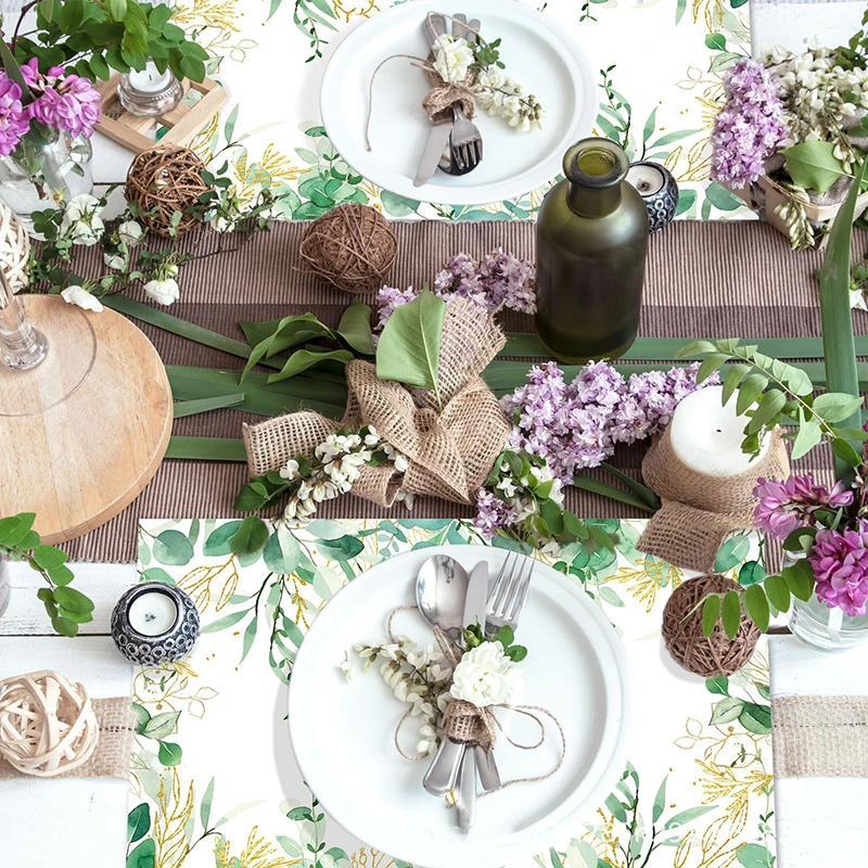 طاولة طعام ورقية للاستعمال مرة واحدة ، وسادة ، ديكور طاولة ، استحمام الطفل ، لوازم حفلات أعياد الميلاد ، حفل زفاف ، 4 أماكن لتناول الطعام