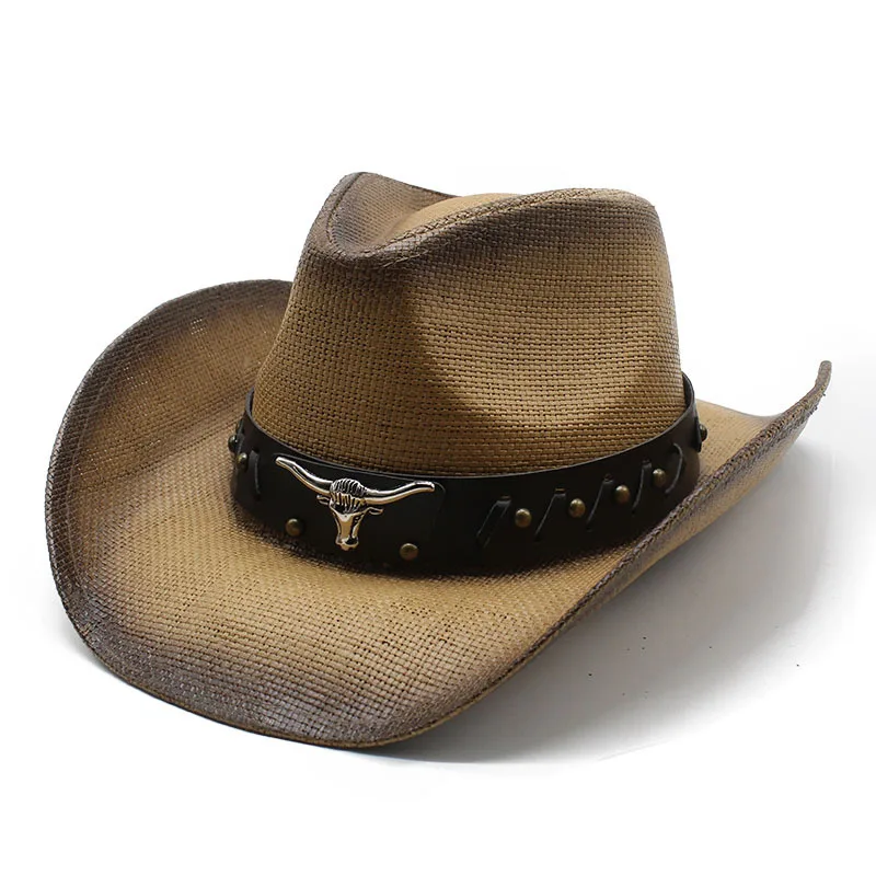 

Western Cowboy Hat Spring And Summer Knight Riding Beach Beach Travel Vacation Hat Sunshade Hard Straw Hat Bowler Hat