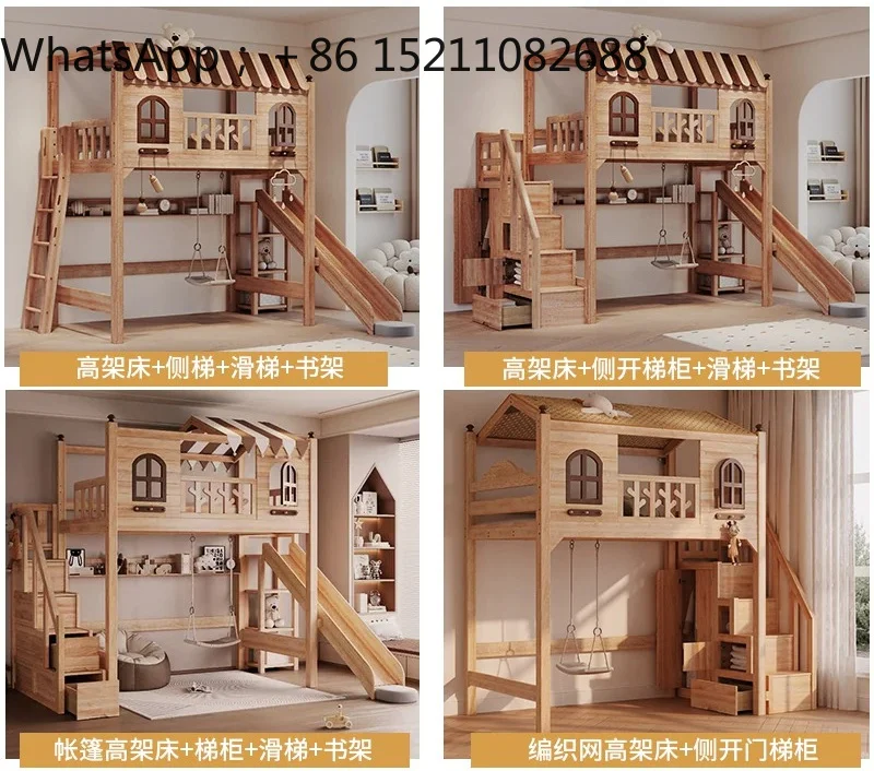 SCY All Solid Wood Elevated Sheet Upper Small Unit Half High Bed Empty Tree House Bed Under Bed