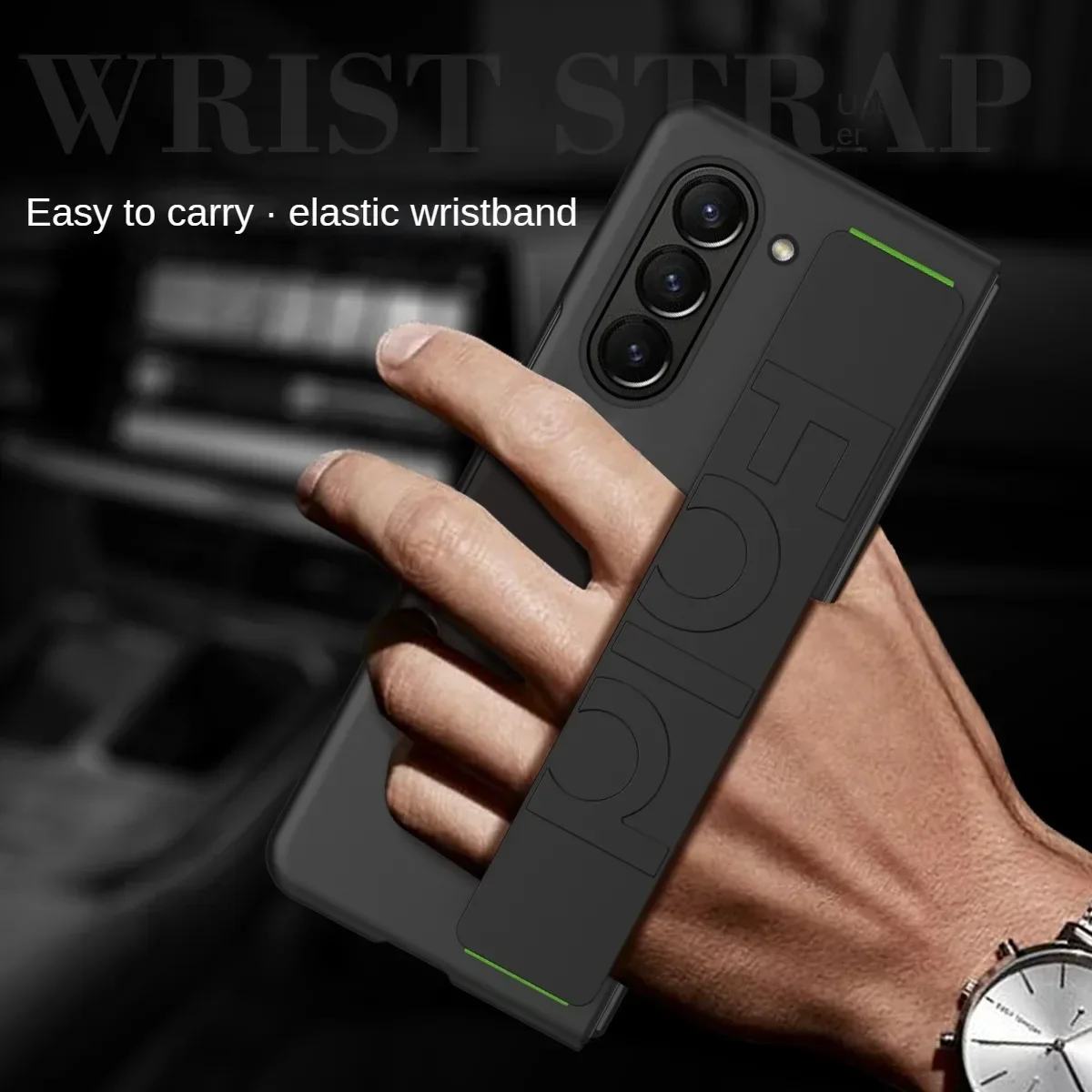 For Samsung Galaxy Z Fold 6 5 4 3 Case Luxury zfold6 Ultra Thin Matte Wristband Elastic Strap Shockproof Protection Hard Cover