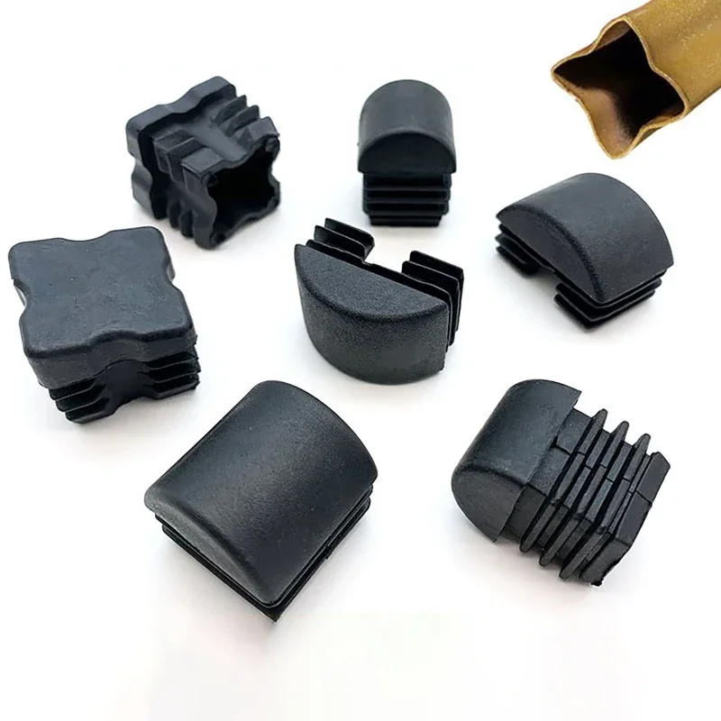 Non-Slip Square Plastic Feet Pads, Hole Plug, Protection Gasket Covers, Pipe, Chair, Furniture, 13x25mm, 60x60mm, 4Pcs