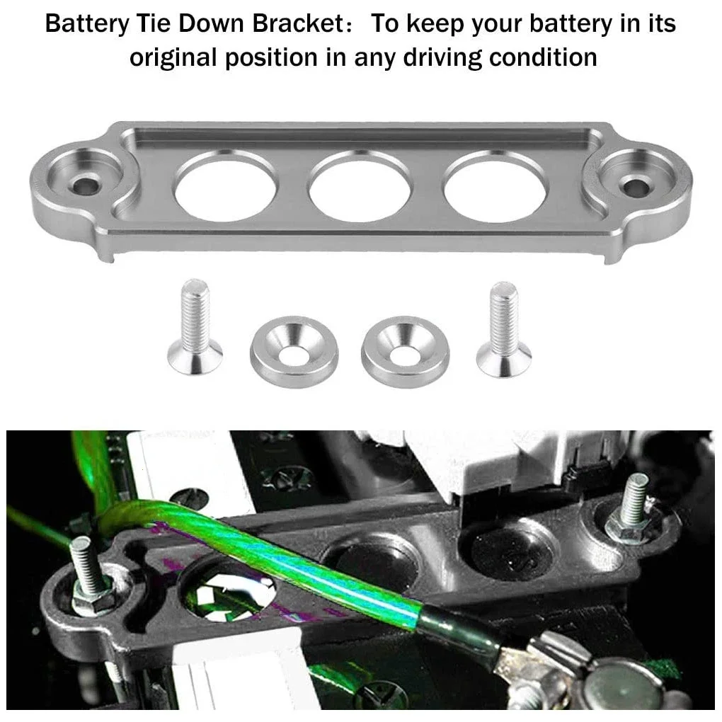 Universal 17CM Battery Tie Down Fasten Bracket Aluminum Racing Holder Kit for Honda Civic CRX 88‑00 Mod Parts