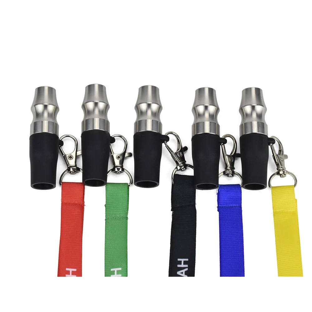 Stainless Steel Hookah Mouthpiece with Hang Rope Strap Silicon Reusable Mouth Tips Chicha Narguile Water Pipe Shisha Mouthpieces
