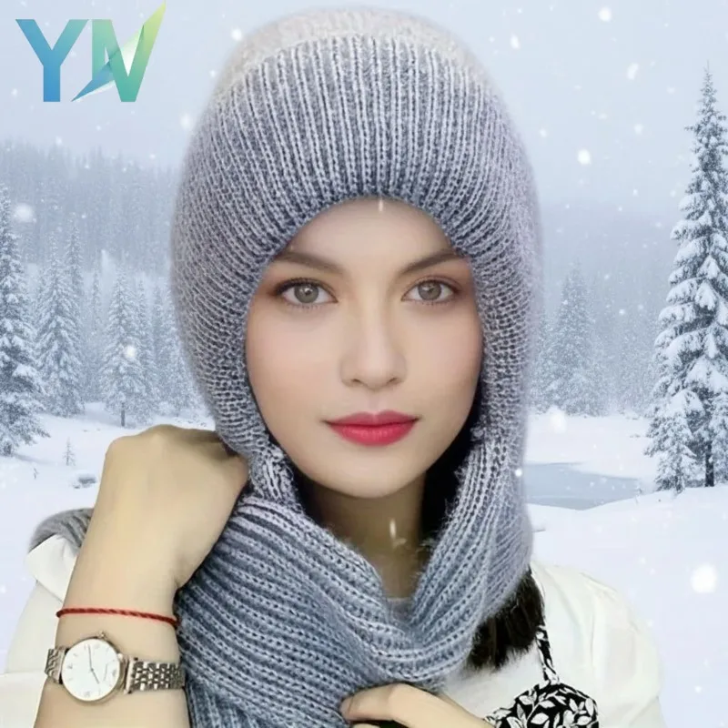 1/2/3PCS Women Style Fleece Lined with Scarf Integrated Winter Hat Thickened Knitted Cap for Cold Weather and Daily Commuting