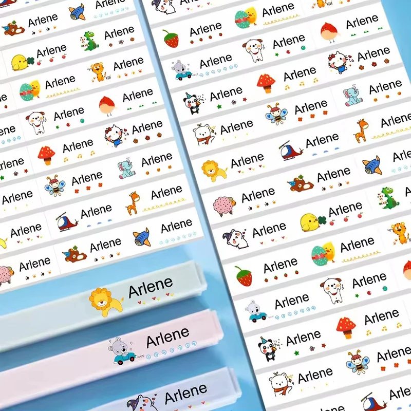 Waterproof Textbook Children's Name Sticker White Background Waterproof Labels Cartoon Patterns Environmentally Friendly Sticker