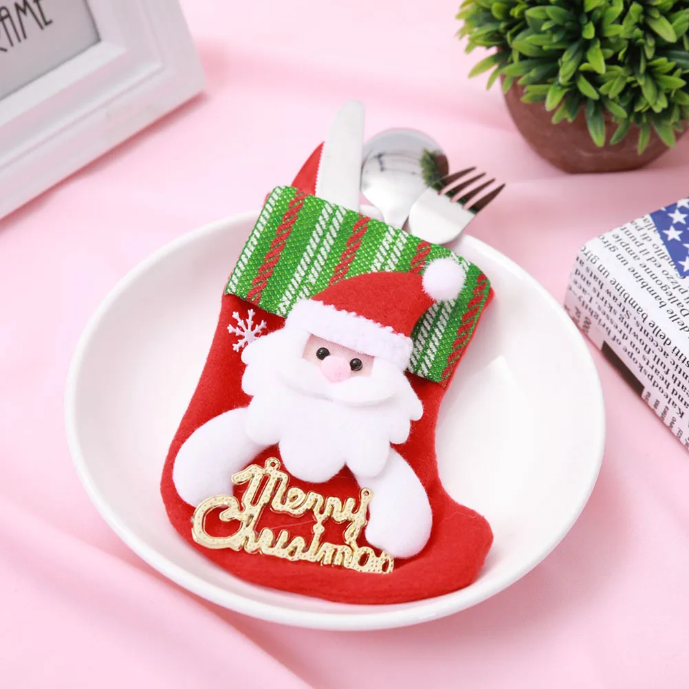 

12 pcs Christmas Sock Candy Bag Premium Fabric Gift Pouch For Party Tree Hanging Ornament Stocking Decor Holiday Party Diy