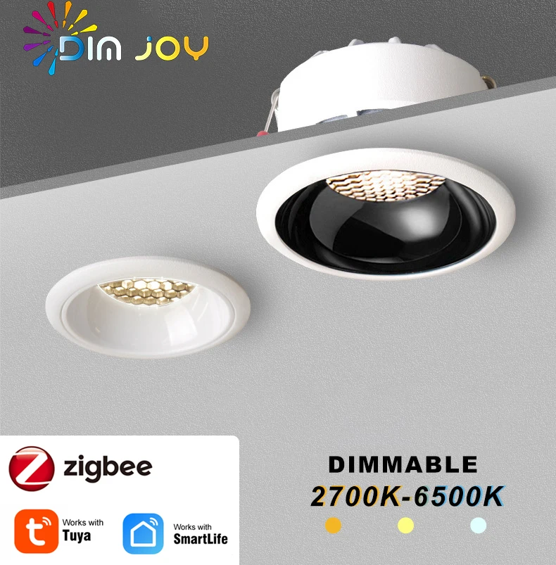 

LED Smart Downlight Tuya APP Control Round Spotlight Smart Home WiFi Dimming Ceiling Indoor lights 7W/12W Zigbee Spot Lamp