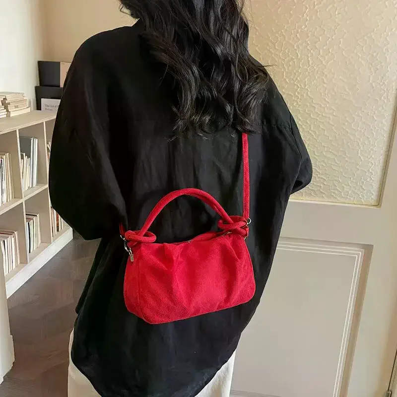 New Retro Suede Simple Crossbody Bag Women Fashion Handle Bag Casual Comfortable And Versatile Texture Shoulder Commuting Bag
