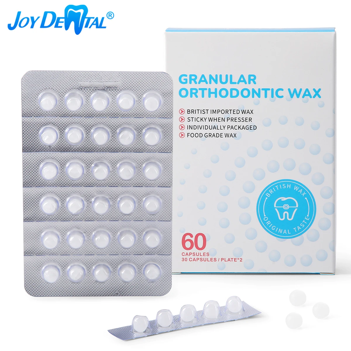 

60 PCS JOY DENTAL Granular Orthodontic Protective Wax for Braces Wax Food Grade Individual Hygienic Packaging