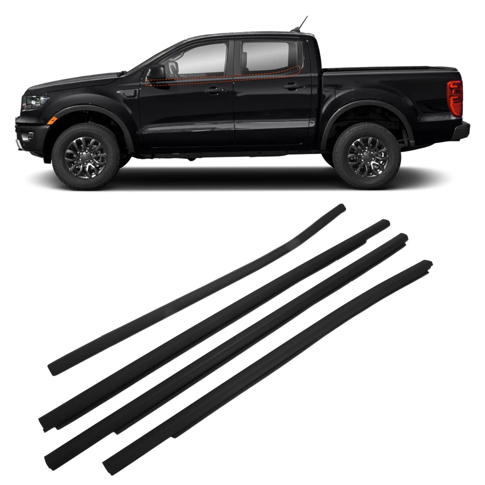 

4PCS Weather Strip Window Moulding Trim Seal Belt For Ford Ranger PX XLT 2012 -2020 2021 4 Door Glass Weather Strips Door Belt