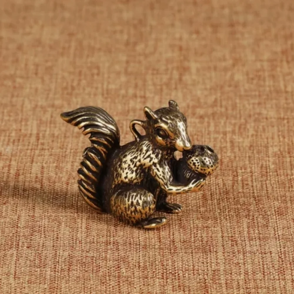 

Solid Brass Squirrel Figurine Small Statue Home Ornament Figurines Animal