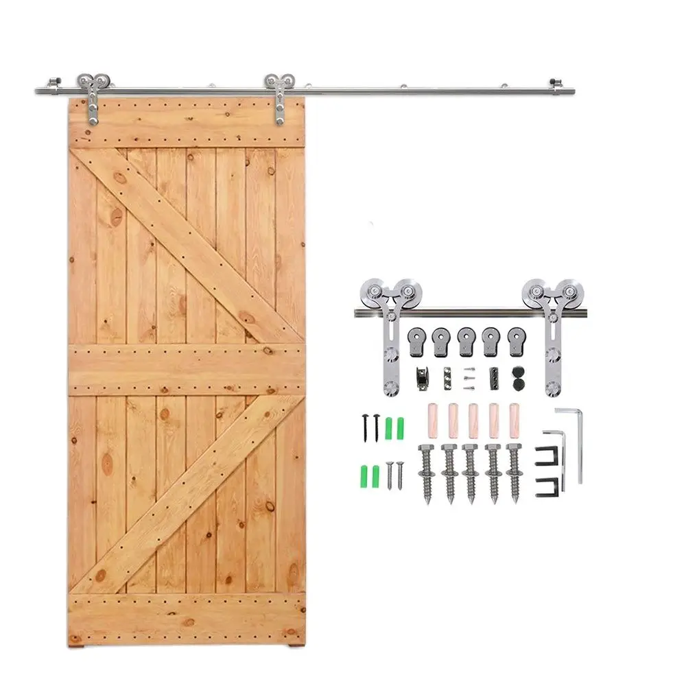 Y-Shaped Stainless Steel Sliding Barn Door Kit Heavy Duty Single Sliding Barn Door Slide Track Kit for 4-16FT Door Hardware