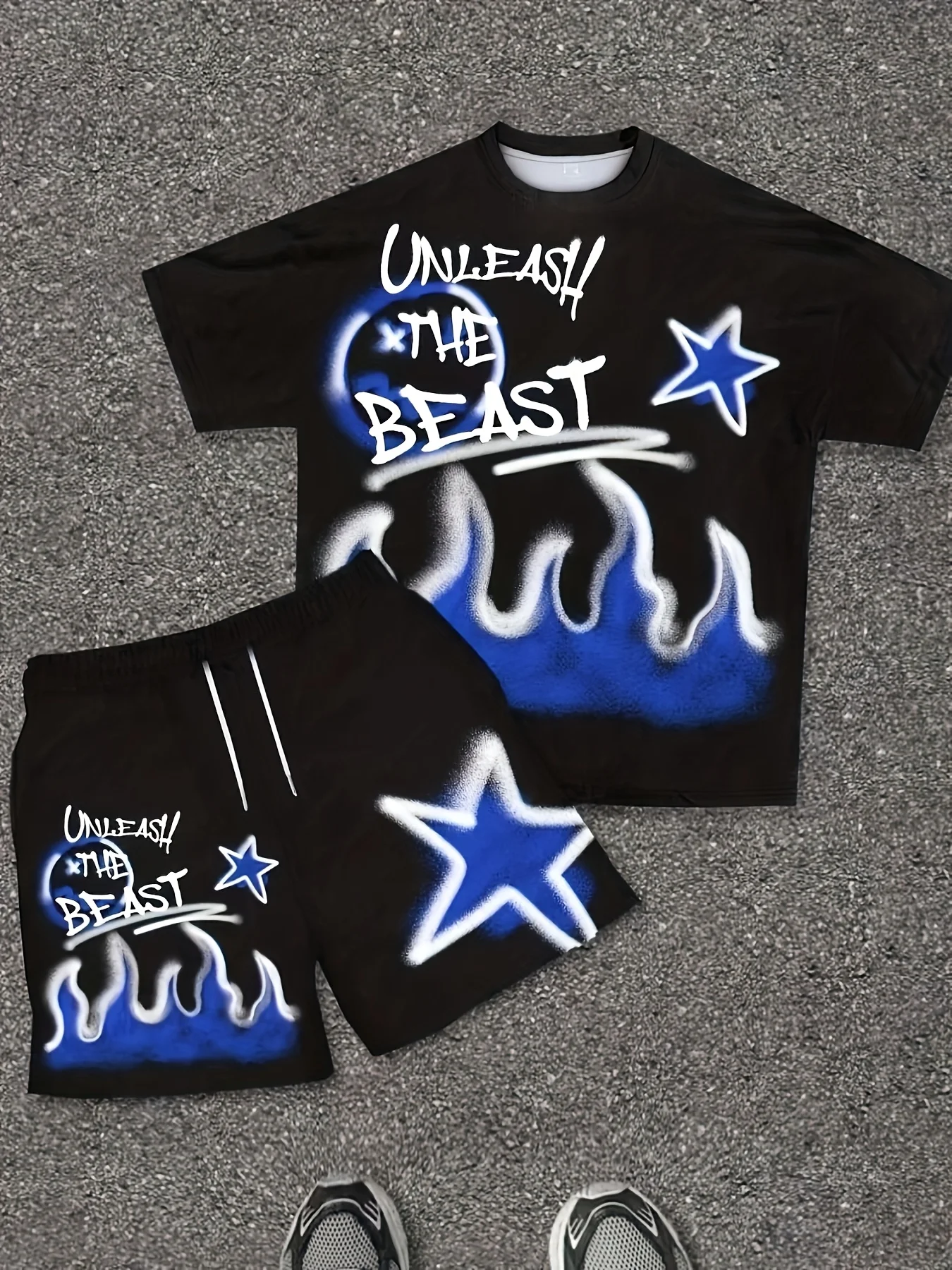 

2026 New Arrival "Unleash The Beast" Men Fashionable and Versatile T-shirt Set Suitable for Daily Wear and Competition Attire