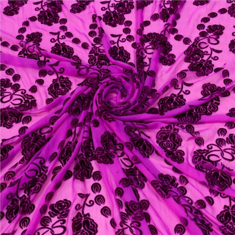 

Woven velvet brocade viscose one-color rotten flower and burnt fabric sleeping dress cheongsam