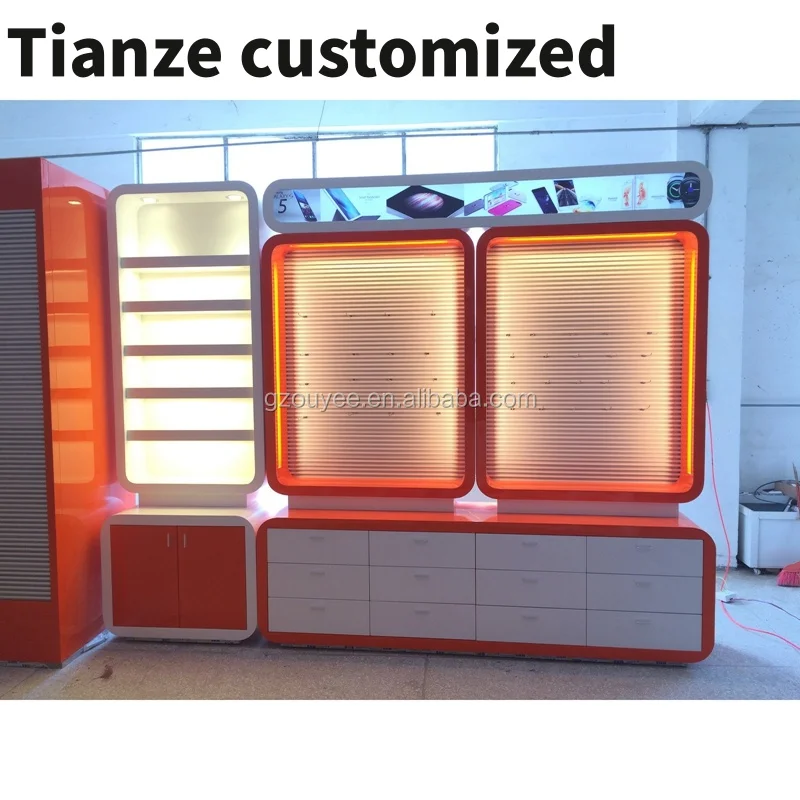 Customized-Factory Price Retail Modern Cell Phone Store Counter Display, Mobile Phone Shop Counter Design