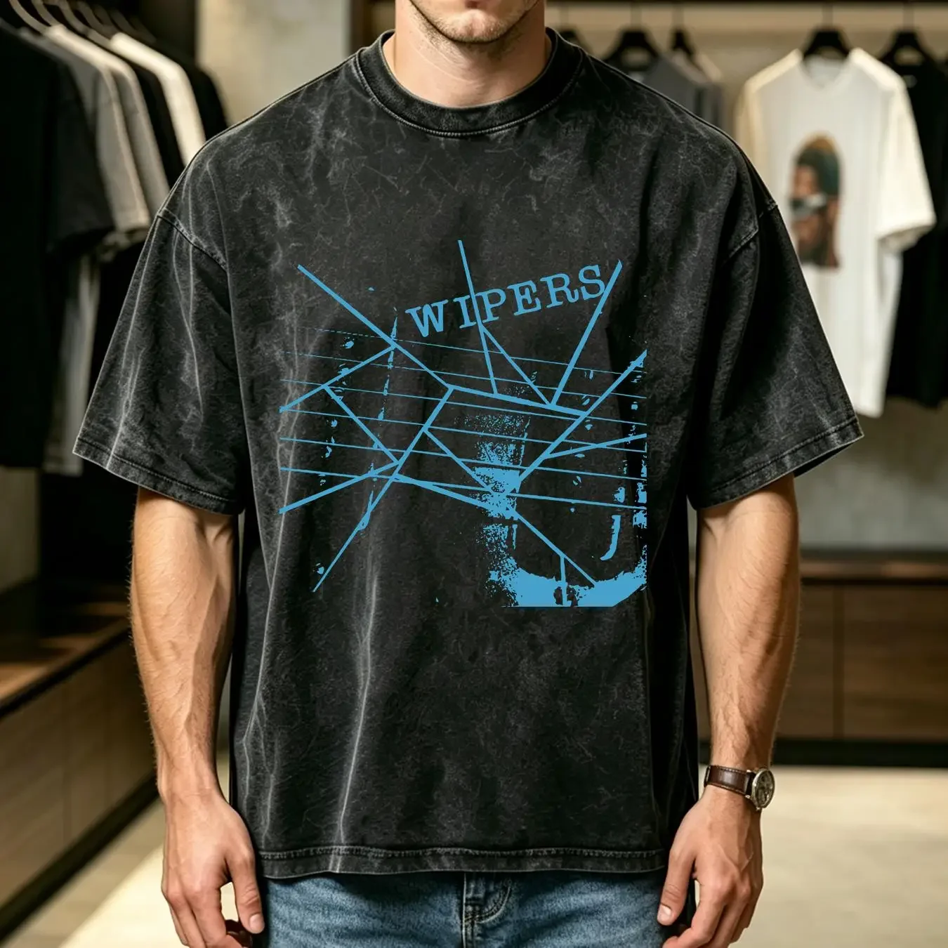 washed T Shirt Wipers screen print short sleeve cotton long or sleeves vintage Washed Slightly homme graphic Breathable