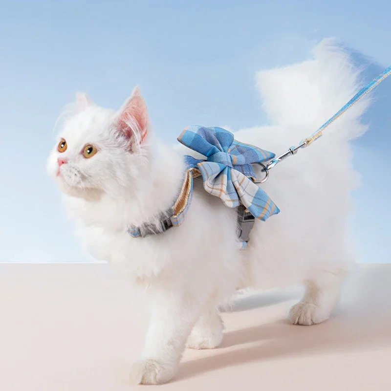 Collar Cute Pet Harness with Breast Strap Traction Rope Cat Clothes Harness Vest Princess Puppy Kitten Accessories Cat Dog