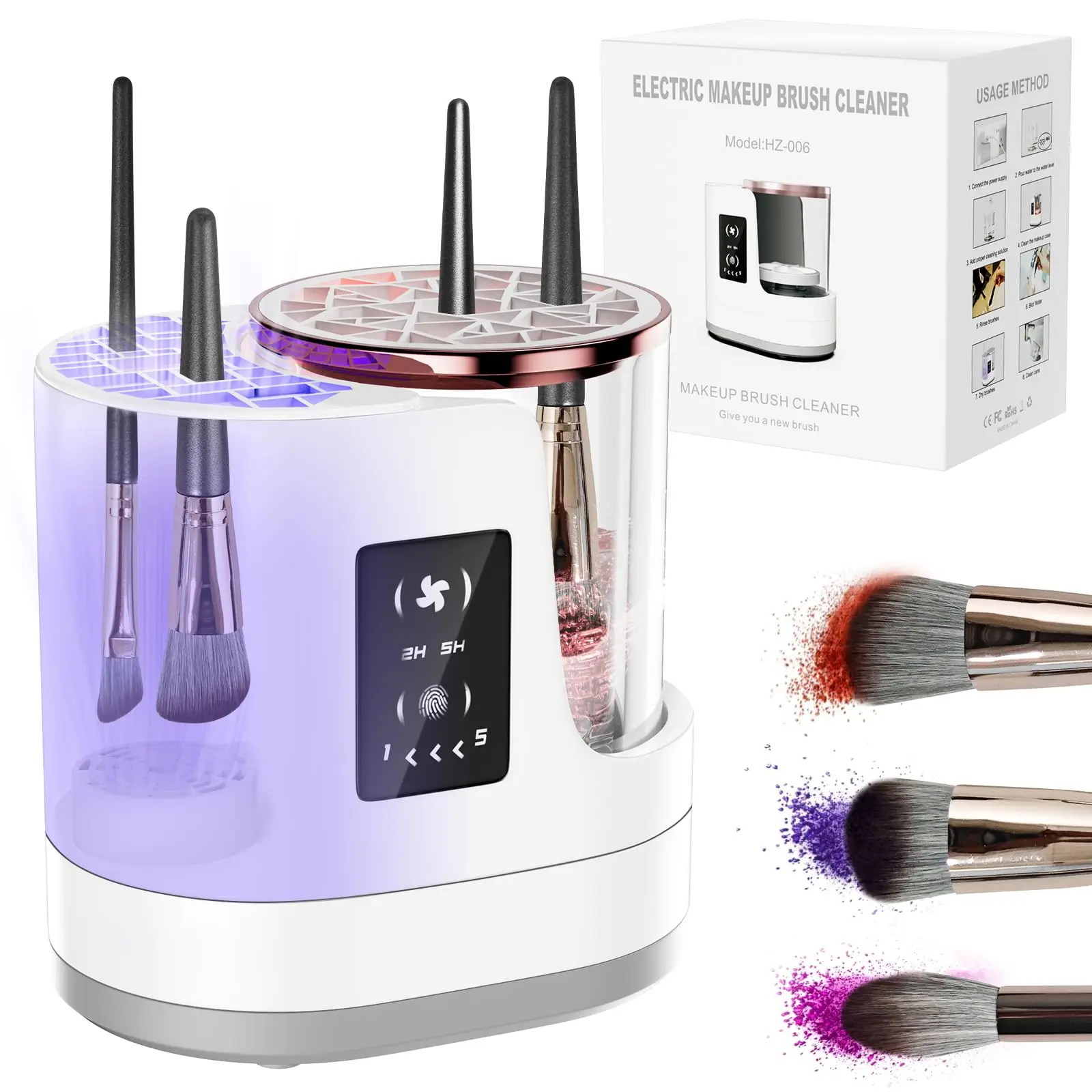 

Portable 3 IN 1 Electric Makeup Brush Cleaner Machine With Makeup Brush Dryer-Holder Automatic USB Cosmetic Brushes Cleaner Tool