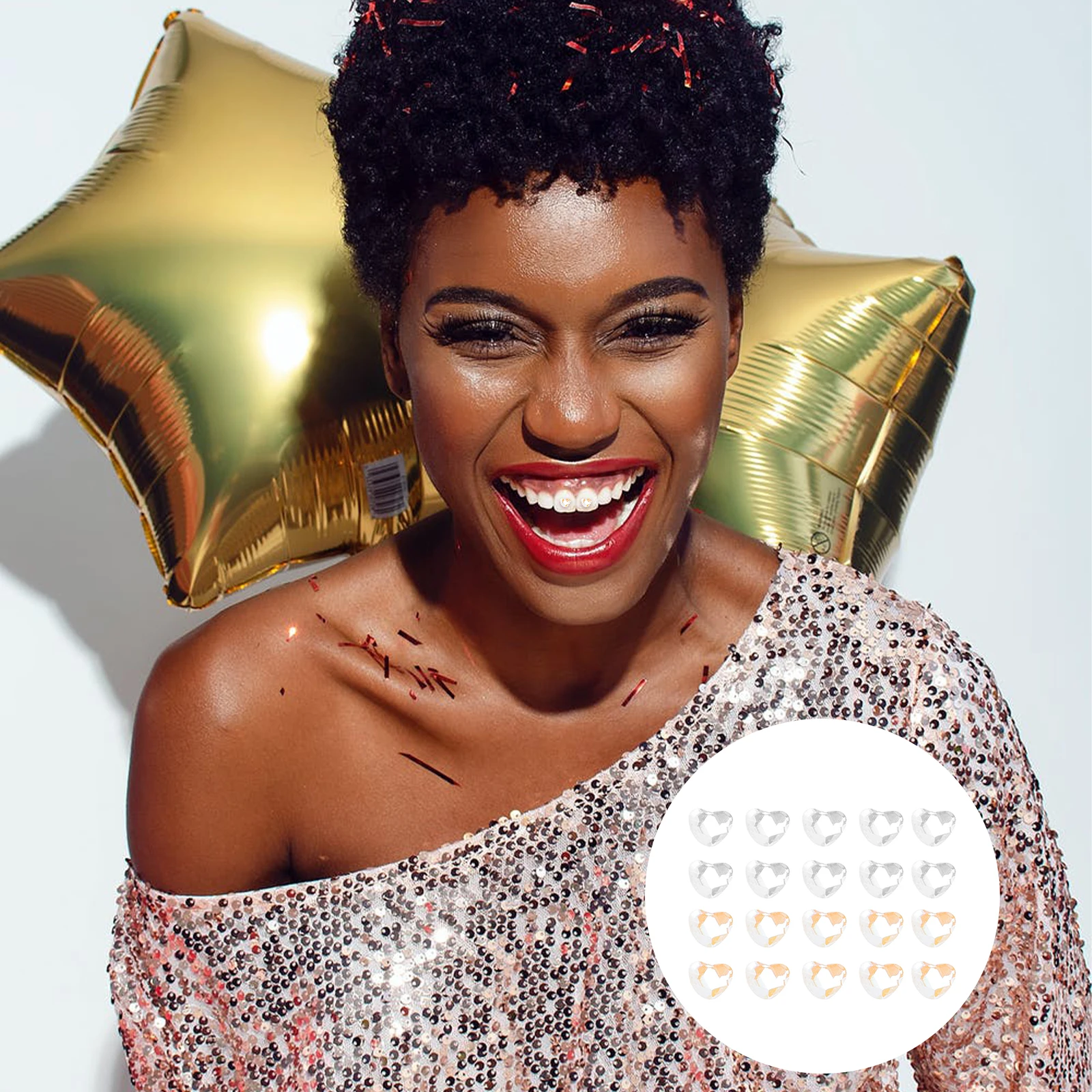 10 قطعة على شكل قلب كريستال الأسنان الأحجار الكريمة سباركلي الأسنان مجوهرات ديكور لحقيقي وهمية الأسنان استخدام حفل زفاف حفلة موسيقية ملهى ليلي بار #3