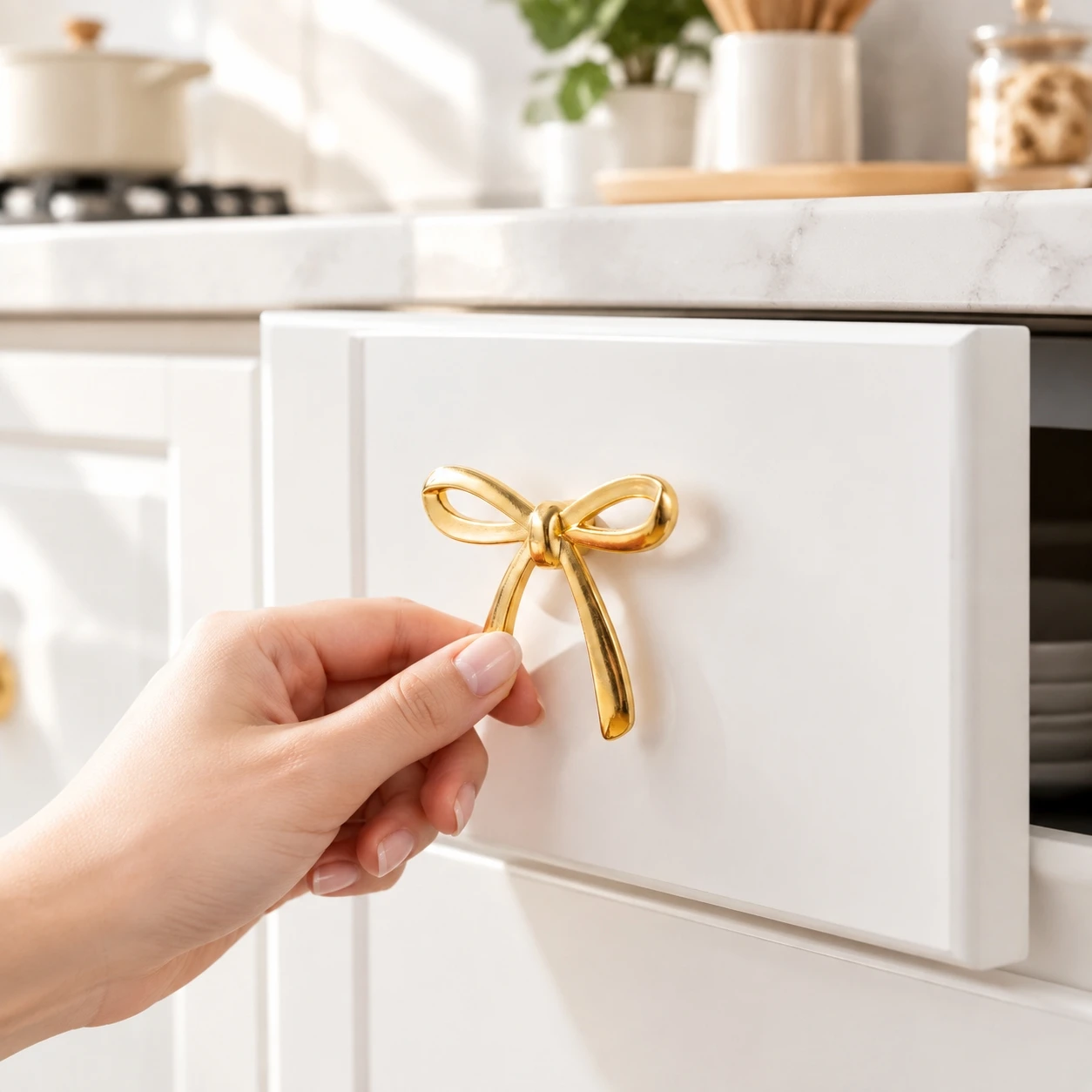 Homeowners Cabinet Knobs Bowknot Decorative for Bedroom Wardrobe Gold Zinc Alloy Drawer Pulls Luxury Furniture Hardware 12pcs
