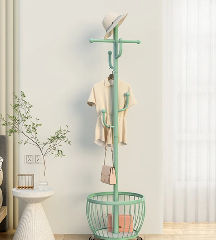 Floor-to-ceiling bedroom hangers are removable with wheels behind the door