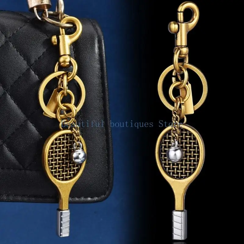 U4LF Badminton Racket Keychain Alloy Sporty Design Lightweight Portable Bag Charm