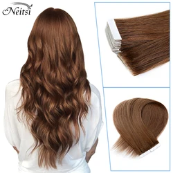 Neitsi Invisible PU Skin Weft Tape In Hair Extensions Seamless Injected Natural Remy Human Hair 12'' 16