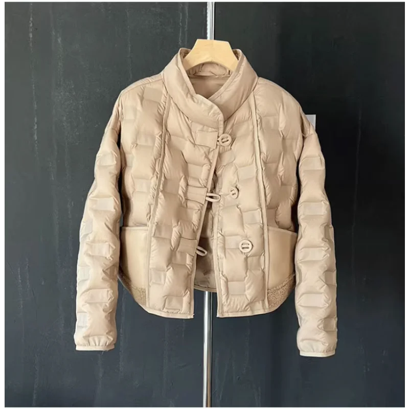 2025년 가을/겨울 신상 여성 숏 다운 재킷, 패치 포켓 싱글 버튼 다용도 아우터