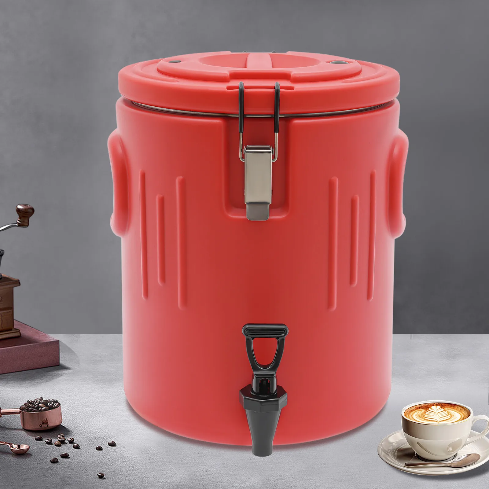 Refrigerador de bebidas comercial vermelho 40L (10,5 gal) - Recipiente de bebidas isolado com tampa para eventos ao ar livre