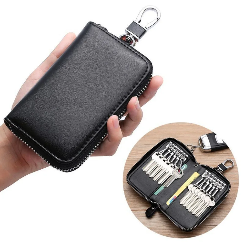 

Lightweight Retro Car Key Wallet Portable Card Slot PU Key Holder Buckle Waterproof Key Storage Pouch Business Use