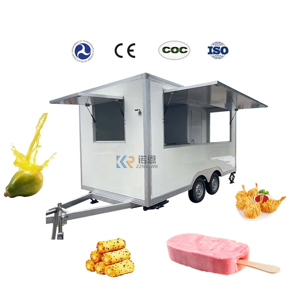 Fiber Glass Food Truck Trailers Mobile Food Car For Ice Cream Coffee Snack Catering Cart