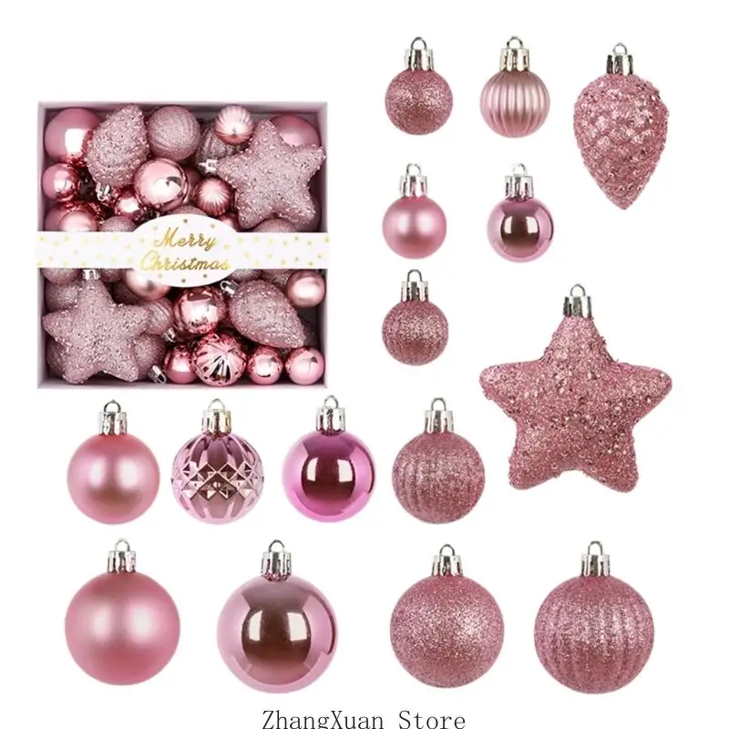 Weihnachtskugel-Set mit 50 Kunststoffkugeln für Raum- und Baumgestaltung 3XUF – Detail 9