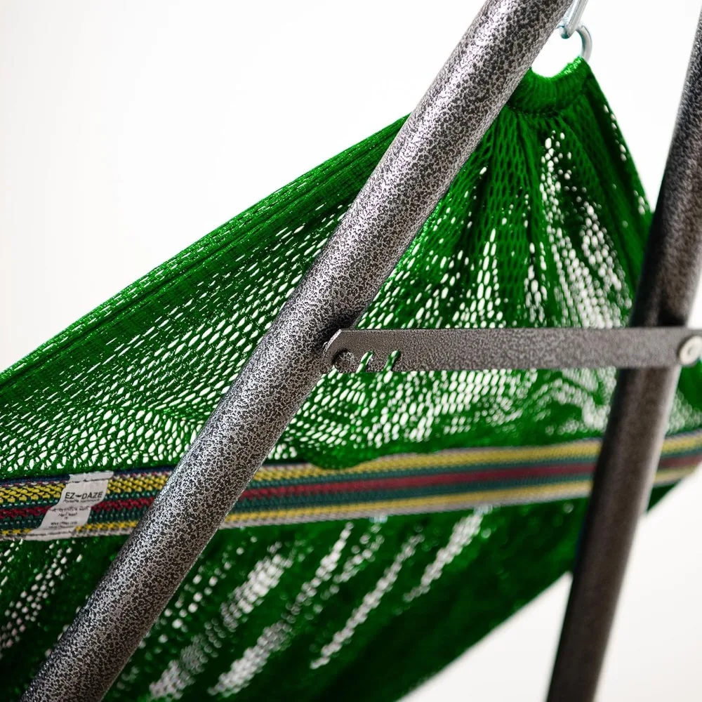 أرجوحة لشخصين مع حامل فولاذي قابل للطي - سعة 600 رطل، محمول، قابل للتعديل، مثالي للاسترخاء في الهواء الطلق