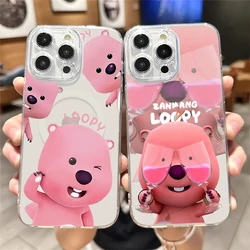 MINISO Cute L-Loopy Phone Case for iPhone Plus 11 13 12 14 15 16 Pro Max Transparent Shell Magsafe Magnetic Wireless Cover