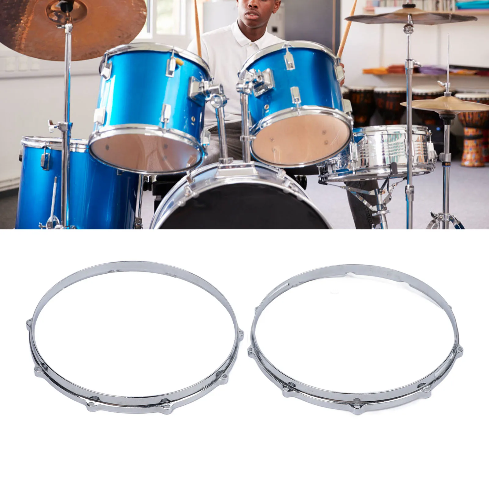 14in 10 Hole Drum Hoop Drum Hoop Set 10 Hole 14in Alloy Sound Improvement Decorative Drum Hoop for Performance Travel