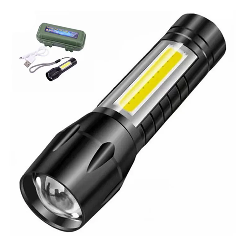 LED Charging Flashlight Portable Mini Flashlight IP65 USB Charging Flashlight  Focus Highpower Mobile Power Camping  Fishing