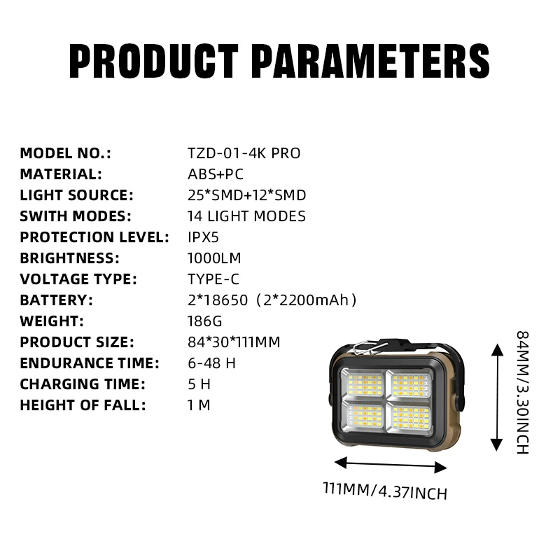 Warsun-Lampe d'inspection COB pour voiture, garage, randonnée, lampe de travail LED lumineuse, lampe de camping de charge avec aimant arrière, feux de réparation