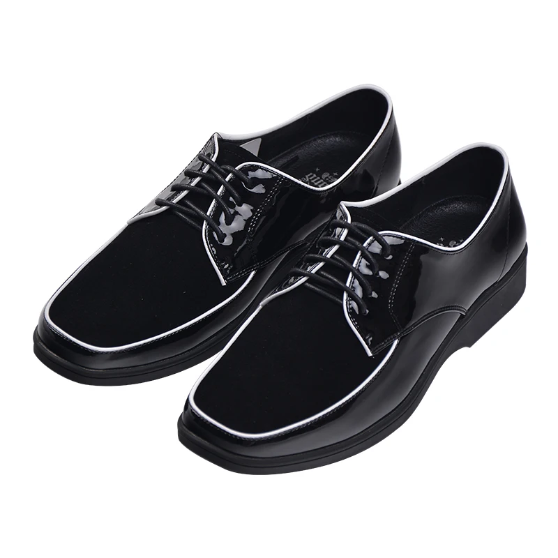 

Europe Trend Black Dancer Shoe Popping Hip Hop Dance Suede Patent Genuine Leather Shoes Locking Poppin Performance Shoes White