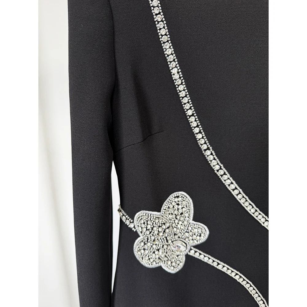 Elegant Evening Dresses Designer Party Vestido Women's Formal Birthday Long Sleeve Diamonds Beading Long Maxi Dress فساتين سهرات