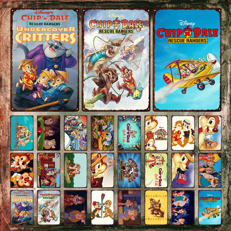 Disney Chip An' Dale Metal Signs Tin Signs Oscar Nomination for Best Animated Short Tin Plate Iron Paintings for Kids Room Decor