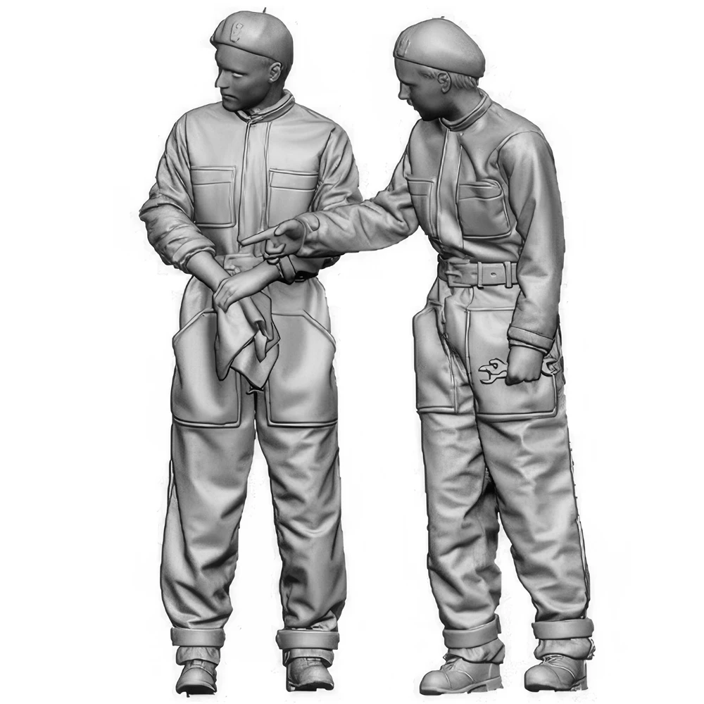 Equipo de tanques polaco 1/35, 2 juegos, soldado de figura modelo de resina, temas militares, kit sin montar y sin pintar